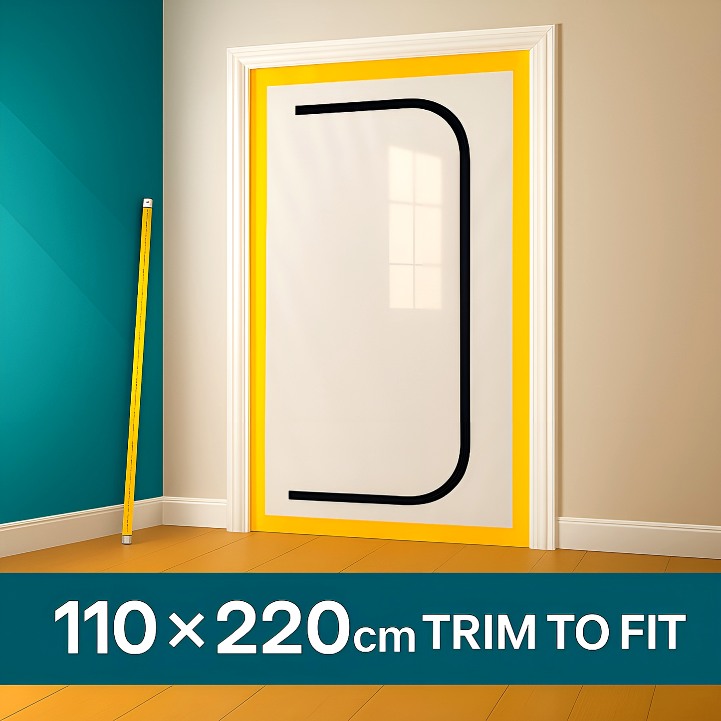 2 x Dust Door with Zip 110 x 220cm - Renovation Dust-Barrier Curtain for Doorways - Double-Sided Zipper - Tape Mount - Trim to Fit