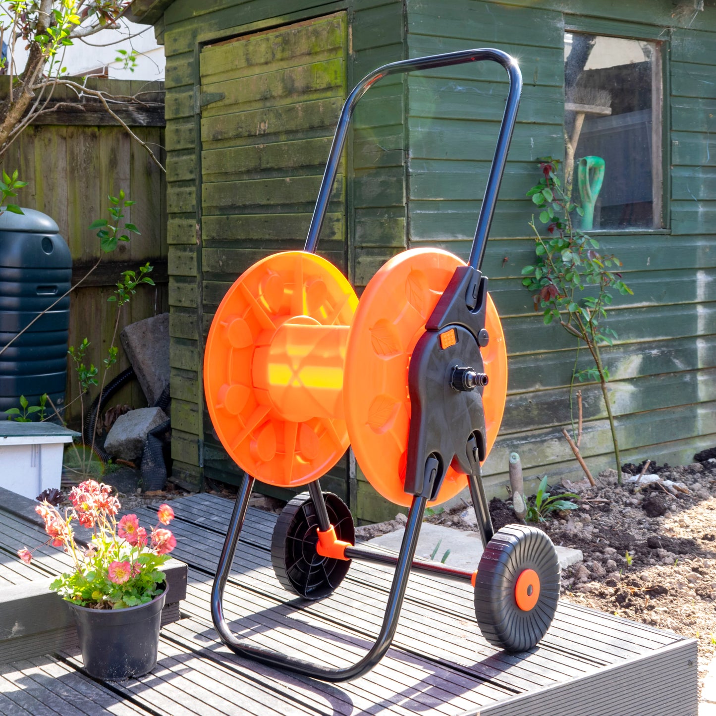 Heavy-Duty Garden Hose Reel Cart - Portable Water Hose Pipe Storage with Easy Crank Handle & Wheels - Holds 60m x 1/2" Hose