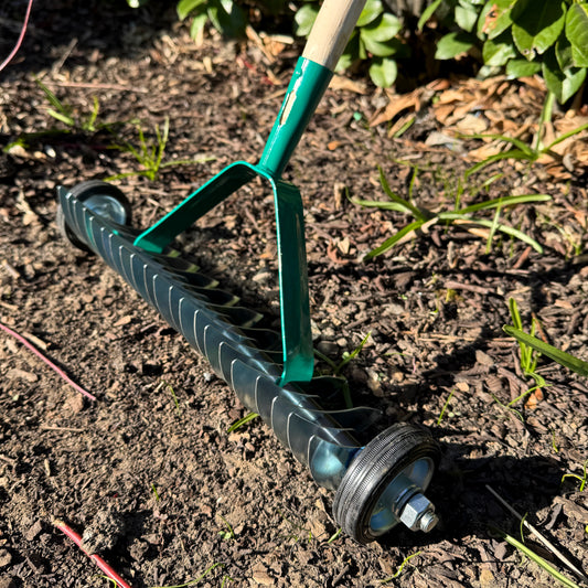 Lawn Aerator Scarifier with Handle, Effective Manual Lawn Grass Soil Maintenance, Hand Dethatching Rake, Garden Tool (Rolling)