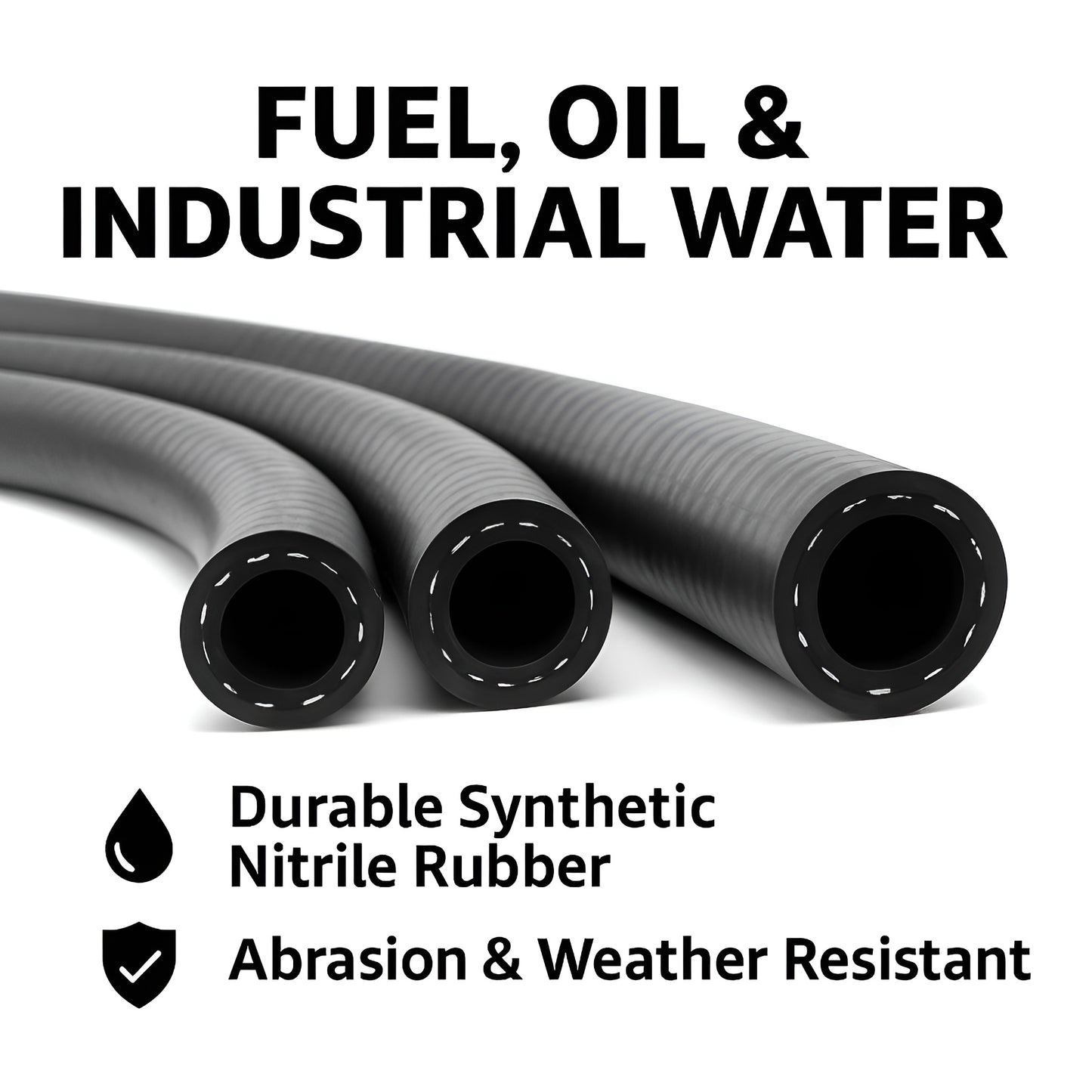 Fuel and Oil Hose 3.2 mm x 2 m SAE J30 R6 - Flexible Nitrile Rubber Petrol Diesel Oil and Water Pipe - Reinforced Fuel Line