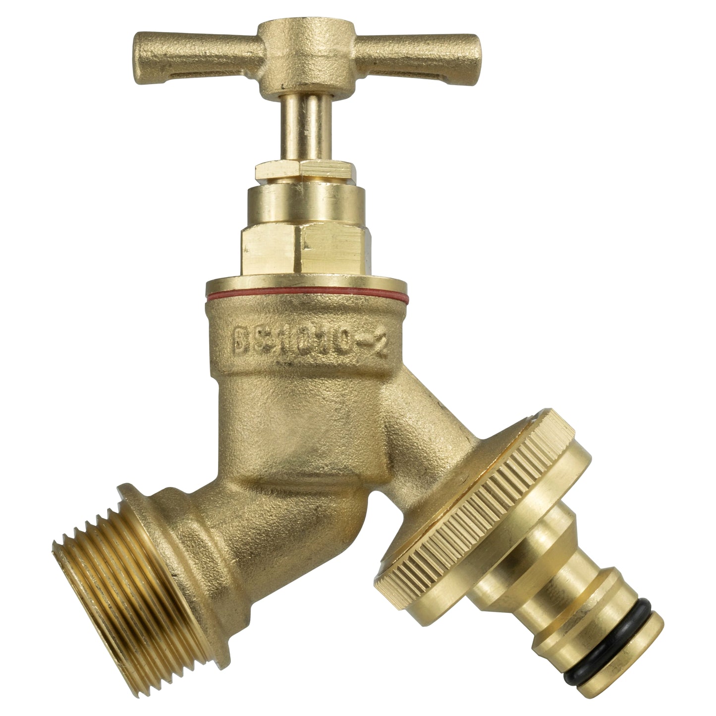 25mm MDPE Wall Flange Kit - Wall Plate Elbow with 3/4" Brass Garden Tap & Hozelock Compatible Hose Connector - Easy to Install