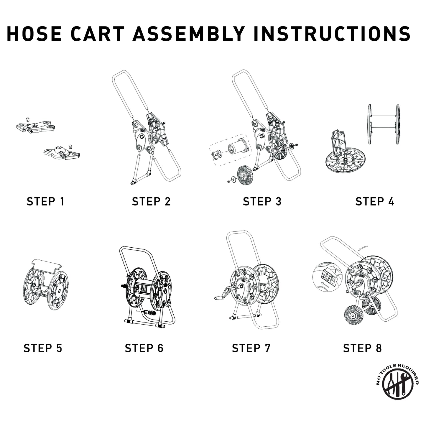 Heavy-Duty Garden Hose Reel Cart - Portable Water Hose Pipe Storage with Easy Crank Handle & Wheels - Holds 60m x 1/2" Hose