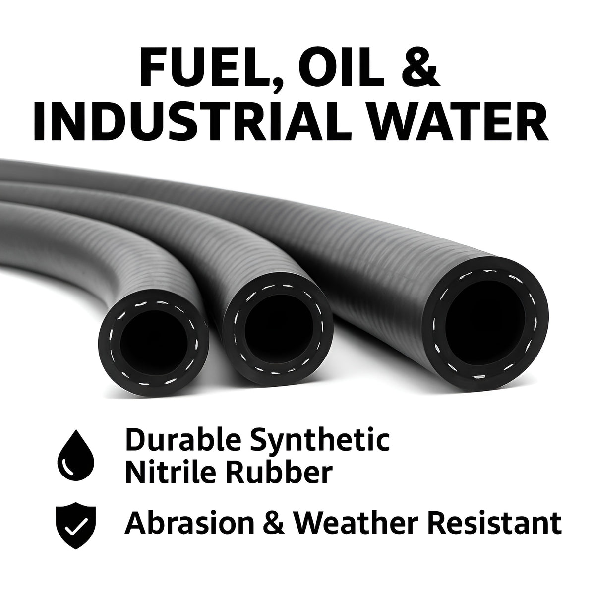 Fuel and Oil Hose 4.0 mm x 1 m SAE J30 R6 - Flexible Nitrile Rubber Petrol Diesel Oil and Water Pipe - Reinforced Fuel Line