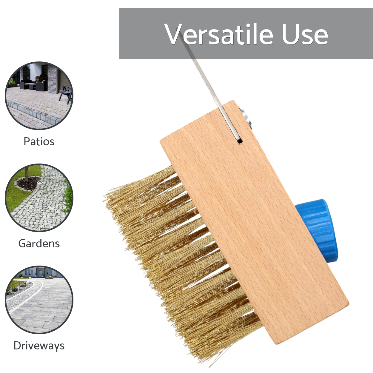 Heavy-Duty Weed Remover Tool, Wire Brush Patio Cleaner - Steel Angled Brass Bristles, Steel Blade Scraper - Removes Weeds