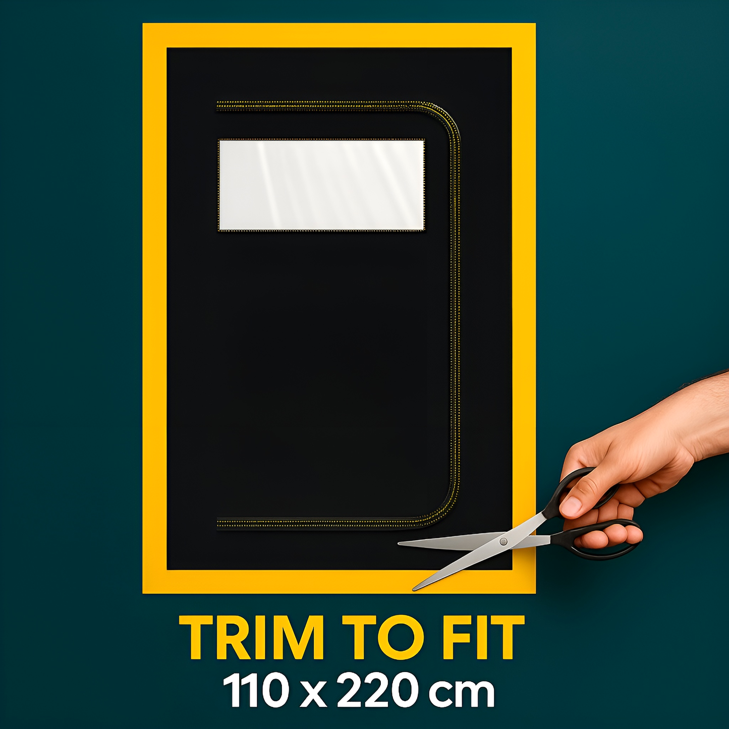 2 x Dust Door with Window & Zip 110 x 220 cm - Dust-Barrier Doorway Curtain - Two-Way C-Path Zip - Viewing Panel - Tape-Mount