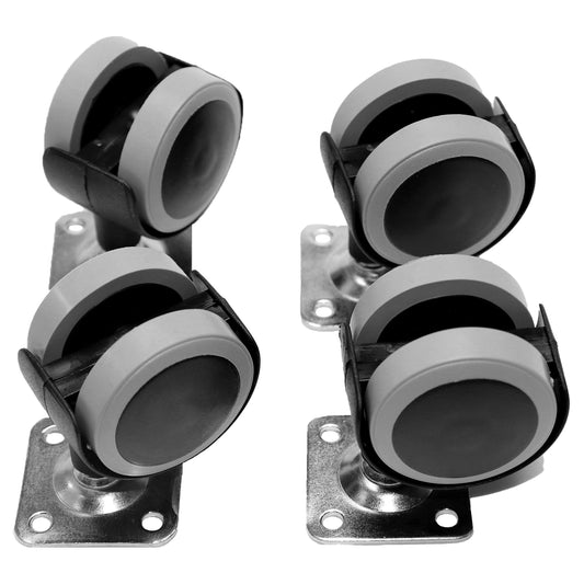 Pack of 4 x Rubber Swivel Furniture Castors Wheels - 50 mm Universal Casters Wheels - Non-Marking, Silent