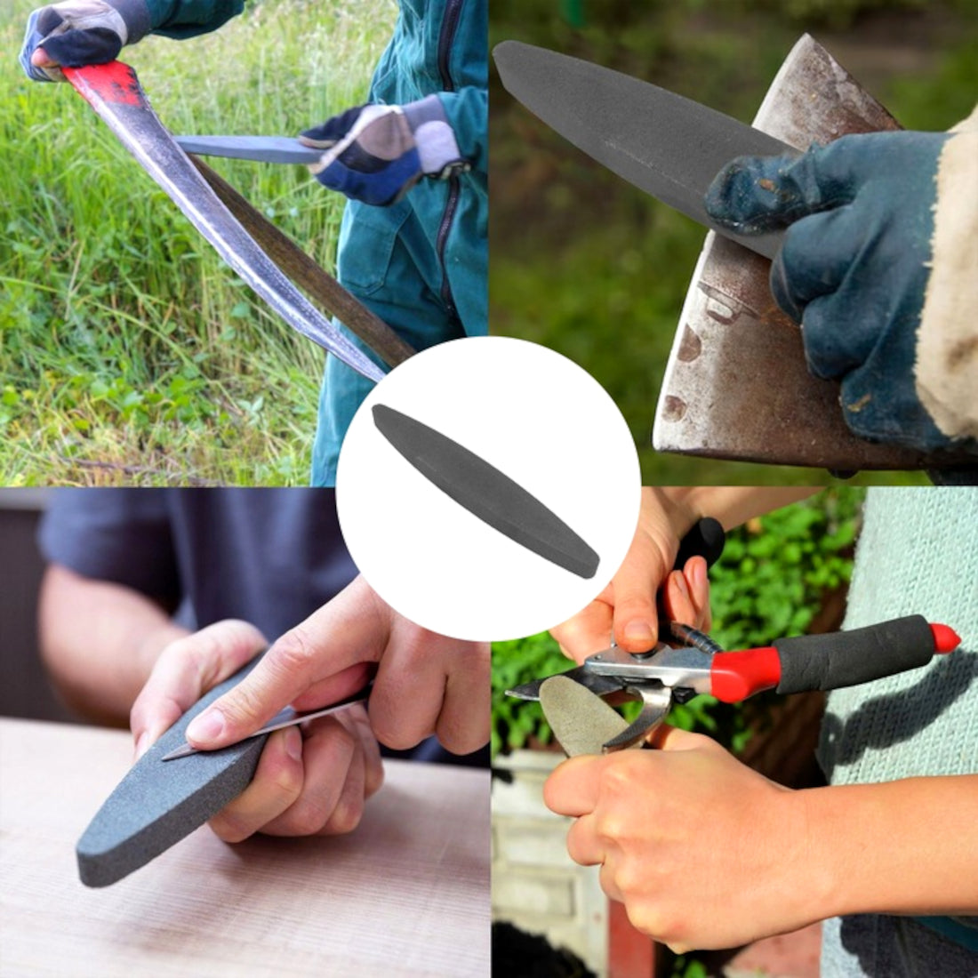 Double-Sided Sharpening Stone 230 mm / 9" - Oval Whetstone for Knives, Scythes, Chisels, Blades, Scissors, Tools - Fine Grit