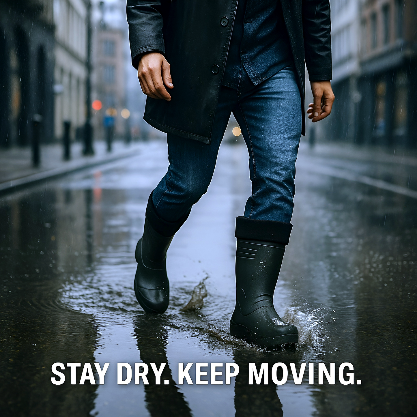 Black Mens Thermal Waterproof Wellington Boots - Lightweight EVA Fleece Lined Insulated Wellies - Warm Fishing (10.5 UK / 45 EU)