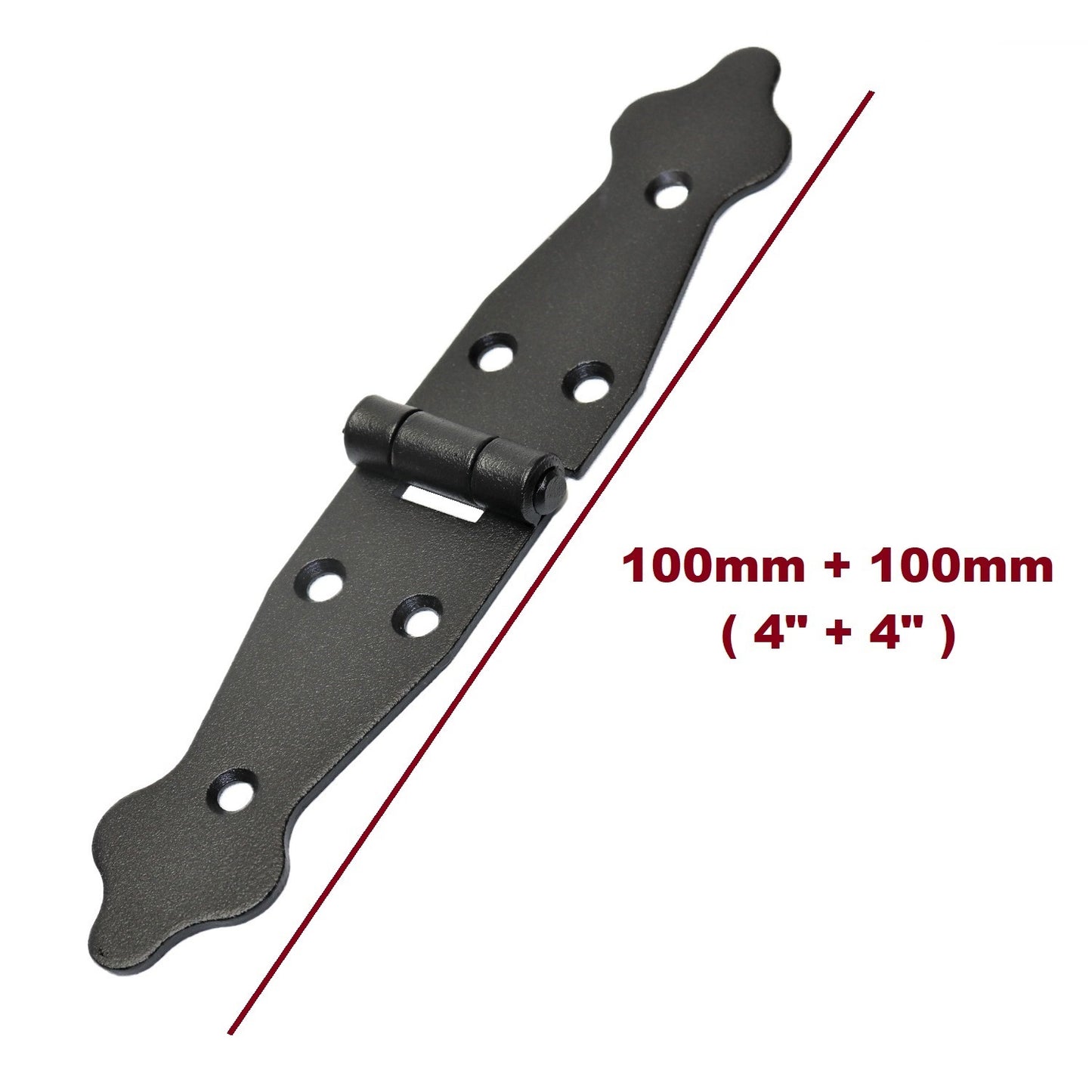 1 Pc x 100+100 mm Backflap Hinge Black, Steel Back Flap Hinges, Weather Resistant, Rust Proof Powder Coating, Strap Hinges