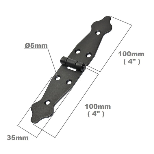 1 Pc x 100+100 mm Backflap Hinge Black, Steel Back Flap Hinges, Weather Resistant, Rust Proof Powder Coating, Strap Hinges