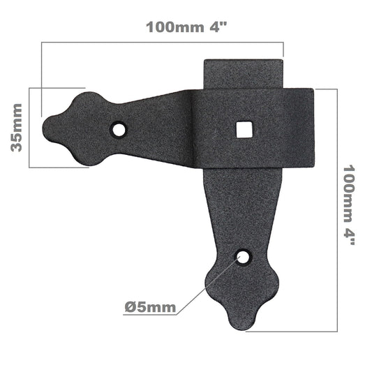 Pack of 1 x Flat Corner L Shape Plate, 100 x 100 mm Black Flat Right Angle Bracket, Decorative, Powder Coated Steel Repair Brace