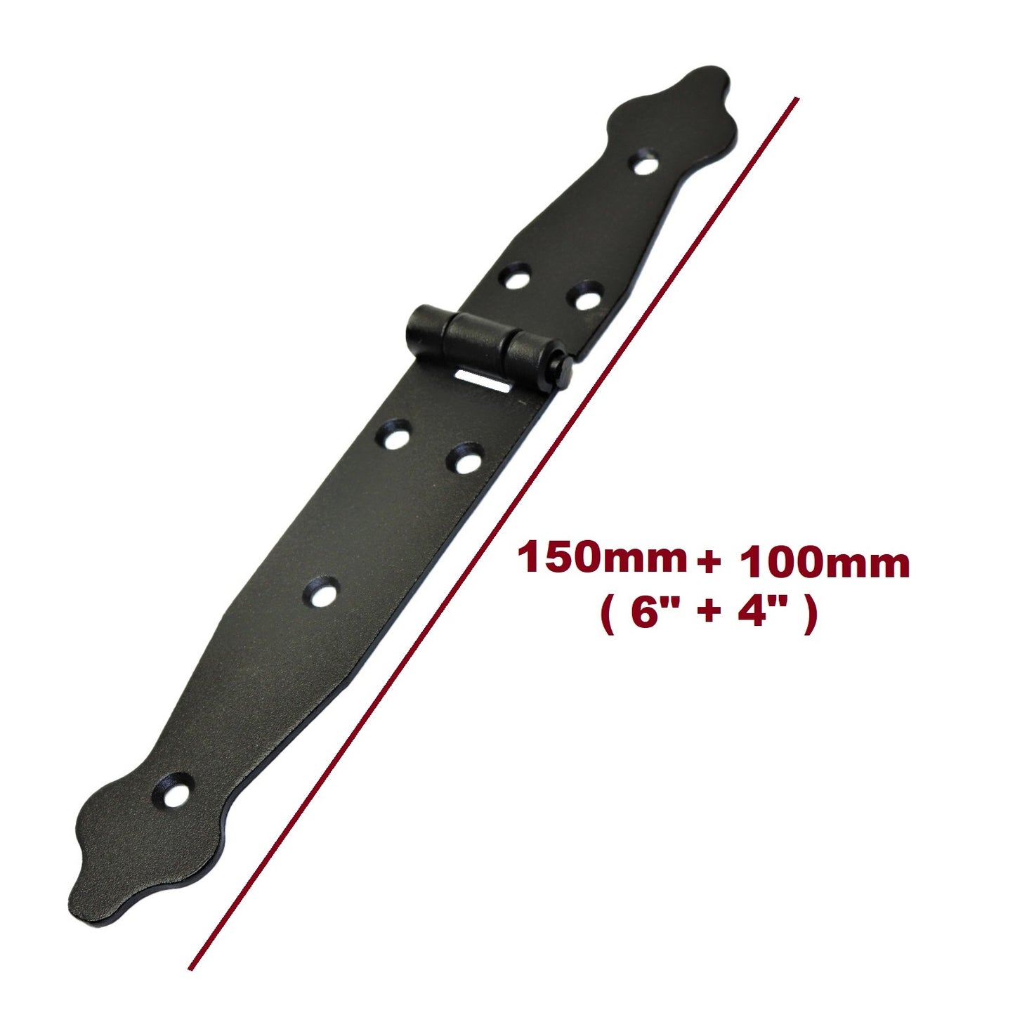 1 Pc x 100+150 mm Backflap Hinge Black, Steel Back Flap Hinges, Weather Resistant, Rust Proof Powder Coating, Strap Hinges