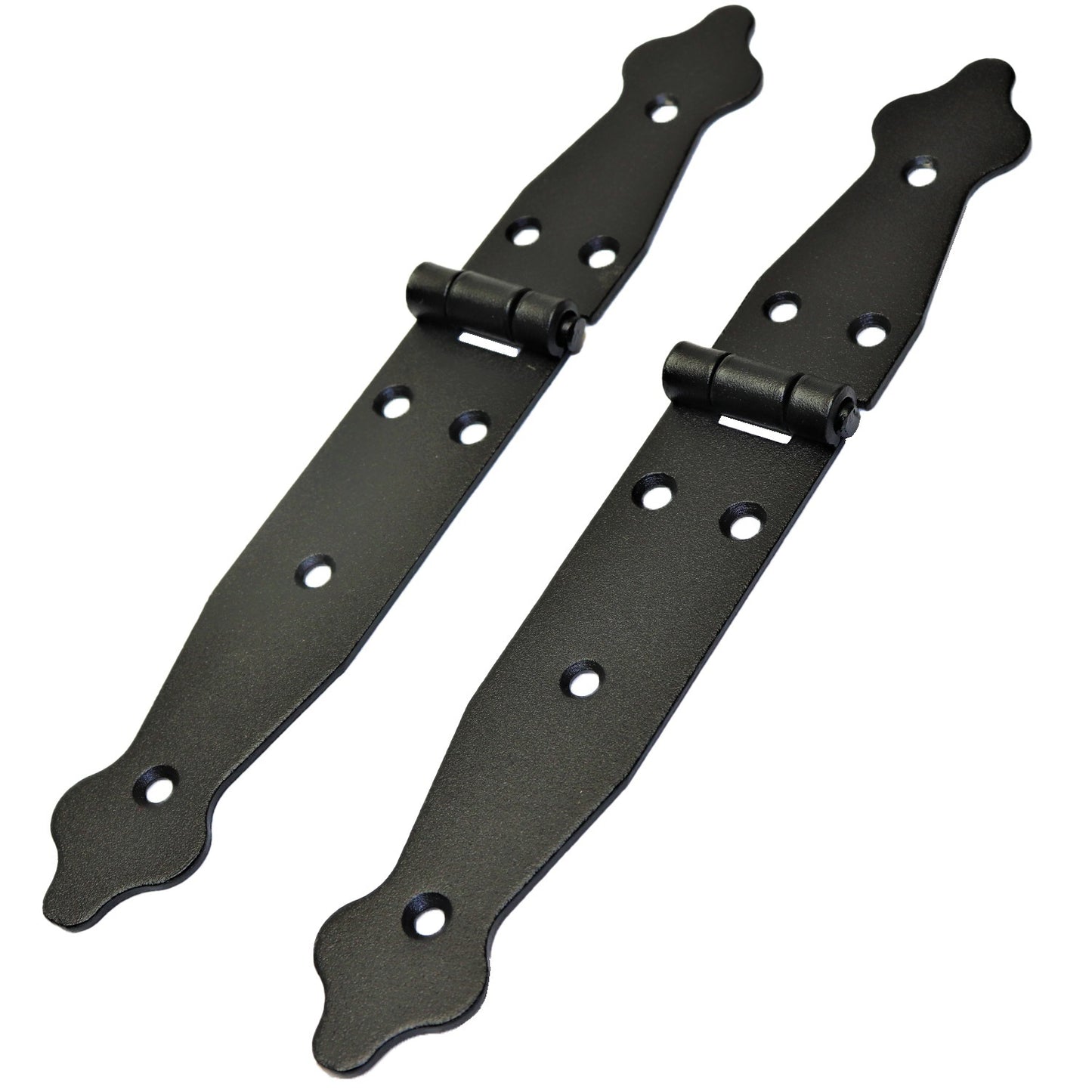 2 Pcs x 100+150 mm Backflap Hinge Black, Steel Back Flap Hinges, Weather Resistant, Rust Proof Powder Coating, Strap Hinges