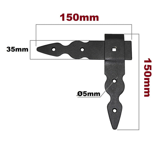 Pack of 1 x Flat Corner L Shape Plate, 150 x 150 mm Black Flat Right Angle Bracket, Powder Coated Steel Repair Brace Support