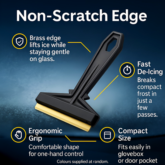 2 Pack Murska 575 Brass Ice Scraper - 90 mm Brass Blade Windscreen De-Icer with Squeegee and Wiper-Groove - Made in Finland