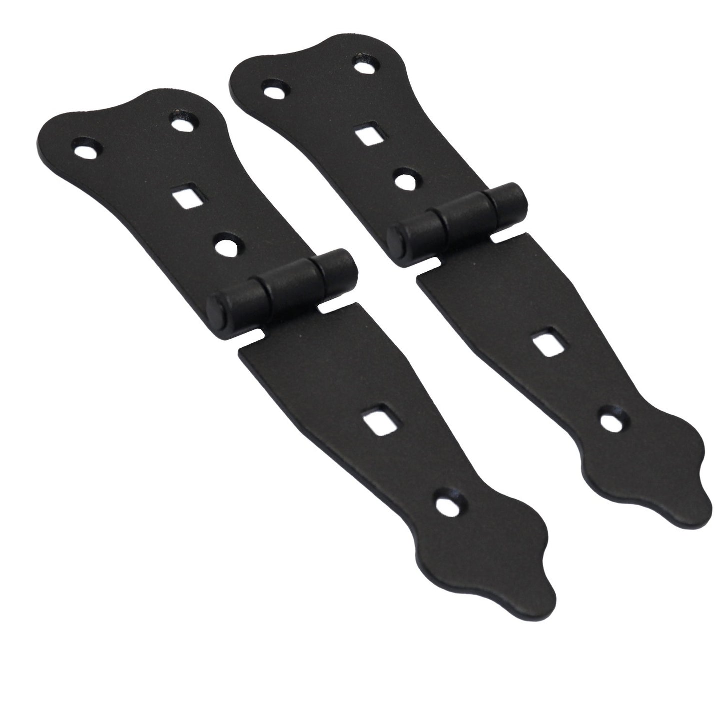 Pack of 2 x 100 mm Narrow T-Hinge Black, Vintage Steel Tee Hinges, Weather Resistant, Rust Proof Powder Coating, T Strap Hinges
