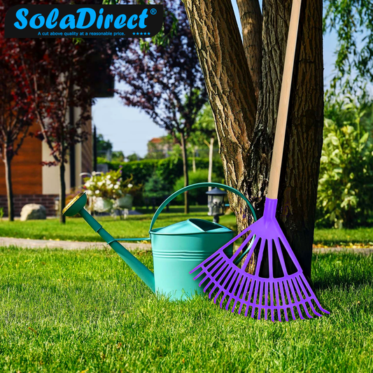 Garden Rake - 45cm / 22 Tine Wide Rake Head - Lightweight, Durable Leaf & Grass Rake - Quick Lawn Cleaning, Ideal for Garden, Lawn