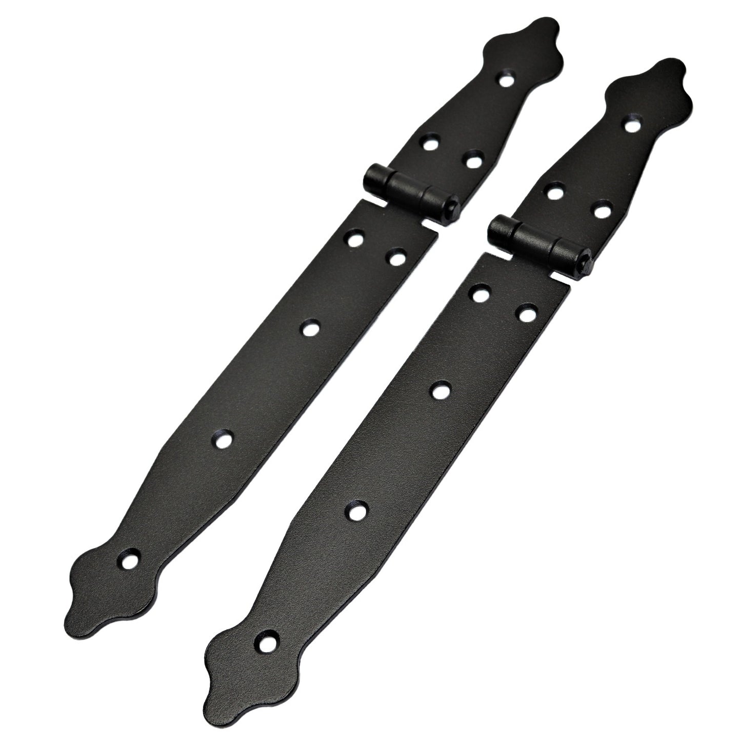 2 Pcs x 100+200 mm Backflap Hinge Black, Steel Back Flap Hinges, Weather Resistant, Rust Proof Powder Coating, Strap Hinges