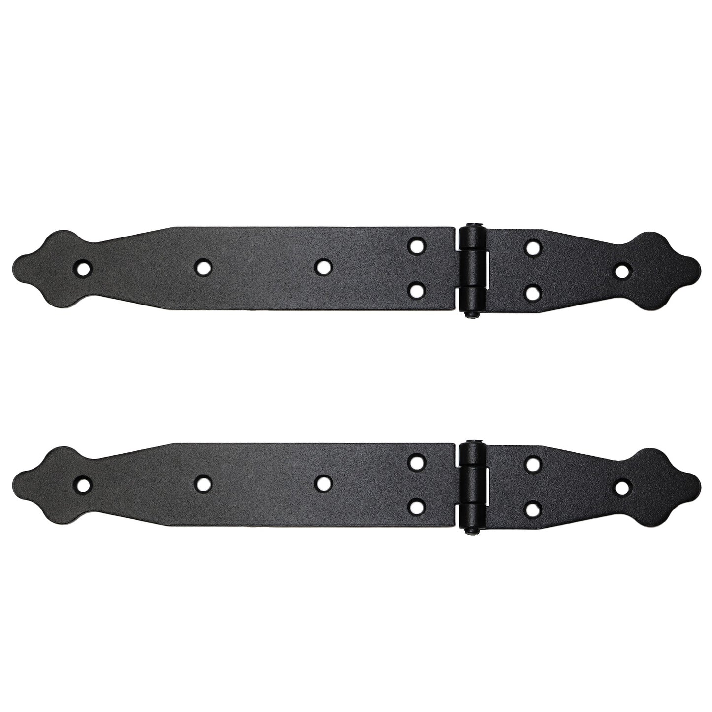2 Pcs x 100+200 mm Backflap Hinge Black, Steel Back Flap Hinges, Weather Resistant, Rust Proof Powder Coating, Strap Hinges