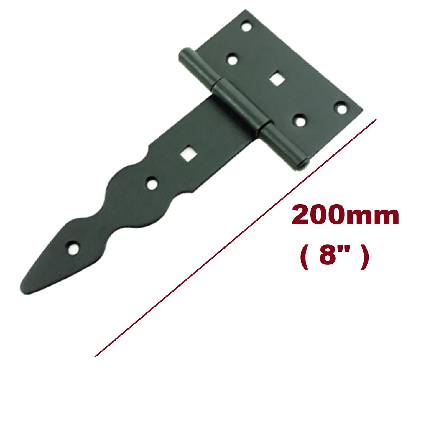 Pack of 10 x 150 mm T-Hinge Black, Steel Tee Hinges, Weather Resistant, Rust Proof Powder Coating, T Strap Hinges