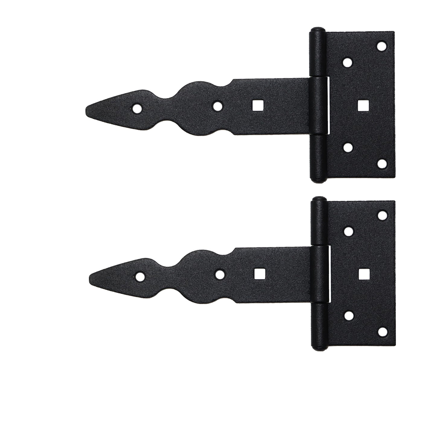 Pack of 2 x 150 mm T-Hinge Black, Steel Tee Hinges, Weather Resistant, Rust Proof Powder Coating, T Strap Hingess