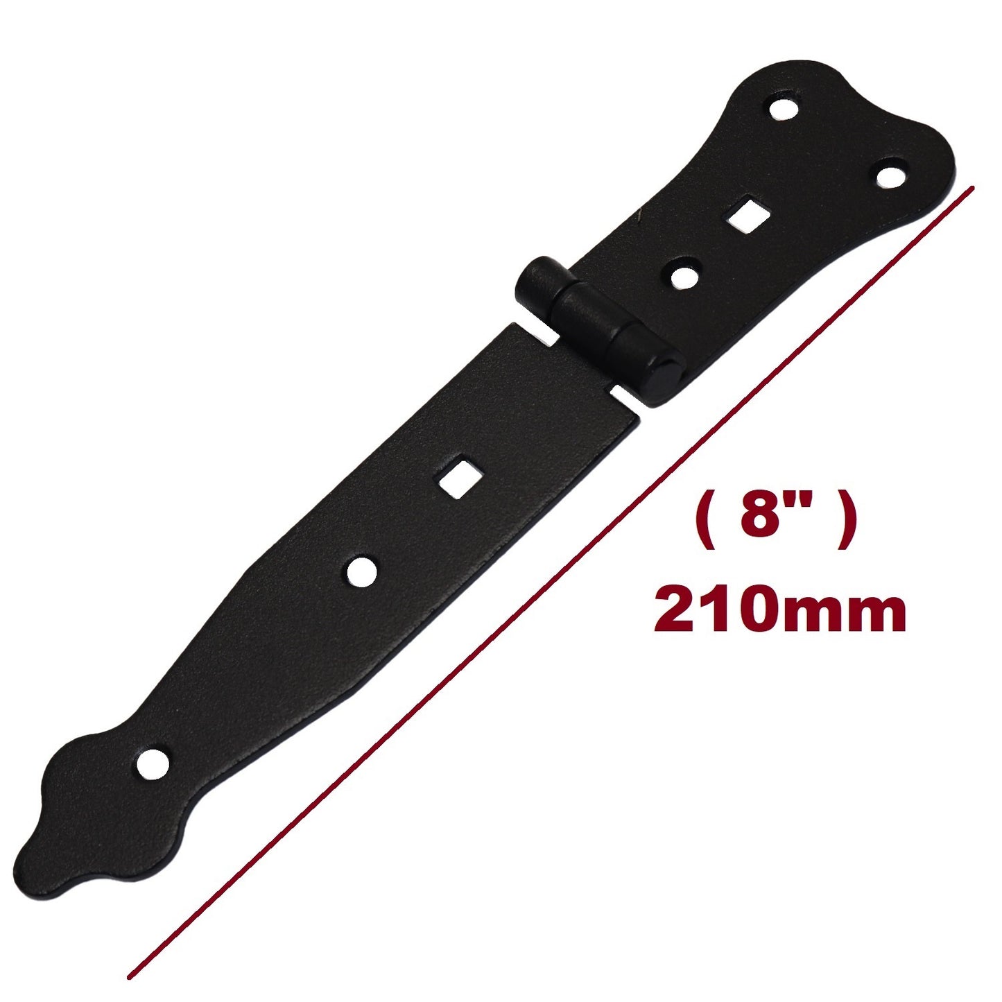Pack of 1 x 150 mm Narrow T-Hinge Black, Vintage Steel Tee Hinges, Weather Resistant, Rust Proof Powder Coating, T Strap Hinges