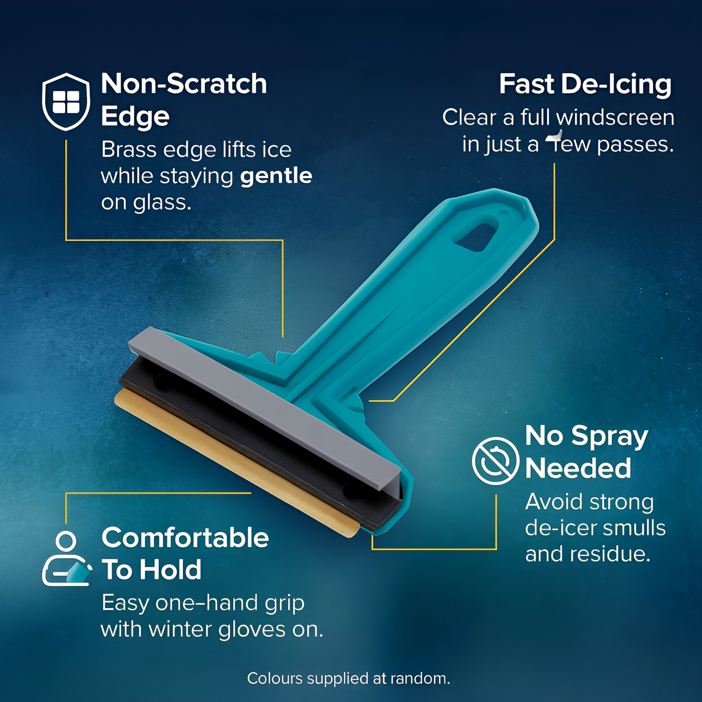 2 Pack Murska 575 Brass Ice Scraper - 90 mm Brass Blade Windscreen De-Icer with Squeegee and Wiper-Groove - Made in Finland