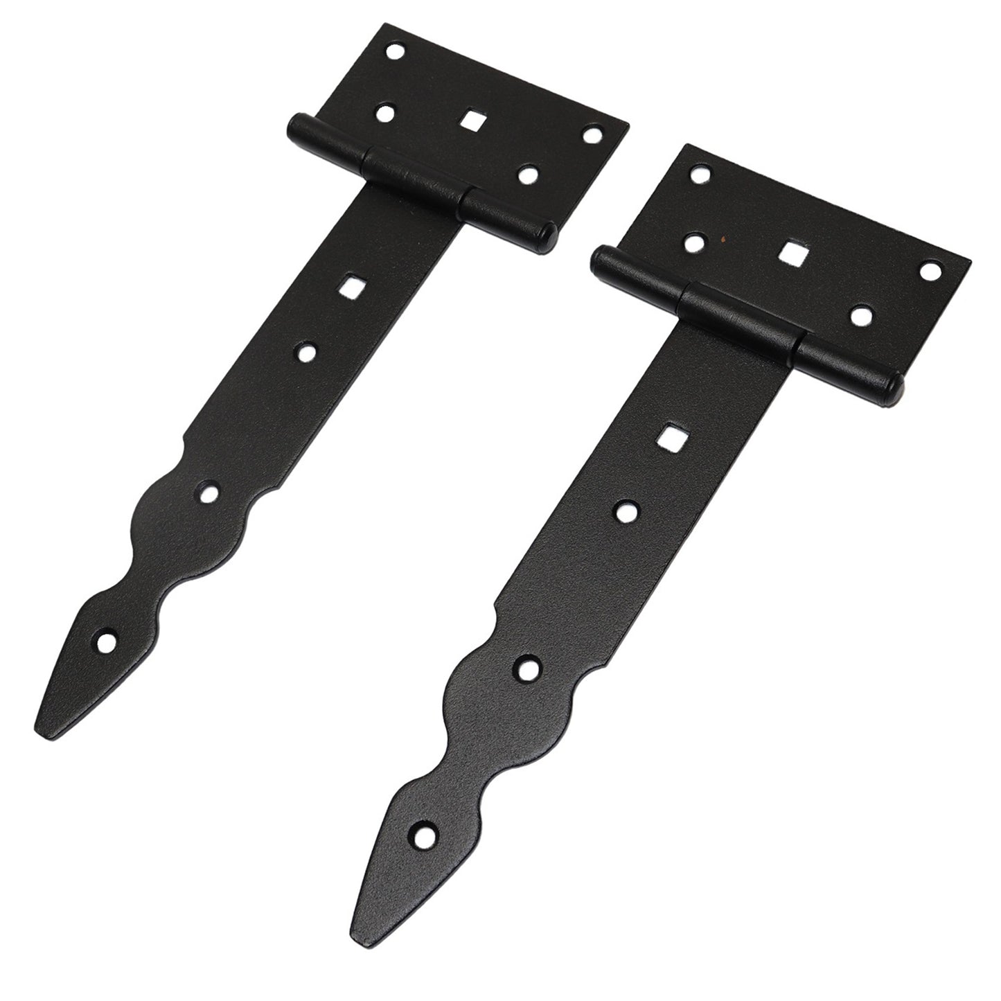 Pack of 2 x 200 mm T-Hinge Black, Steel Tee Hinges, Weather Resistant, Rust Proof Powder Coating, T Strap Hingess