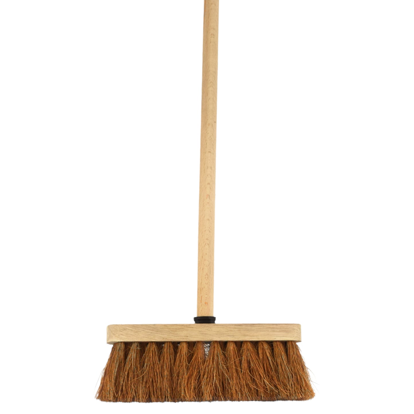 10-Inch Natural Soft Coco Sweeping Broom with Wooden Handle - Eco-Friendly Soft Bristle Sweeping Brush