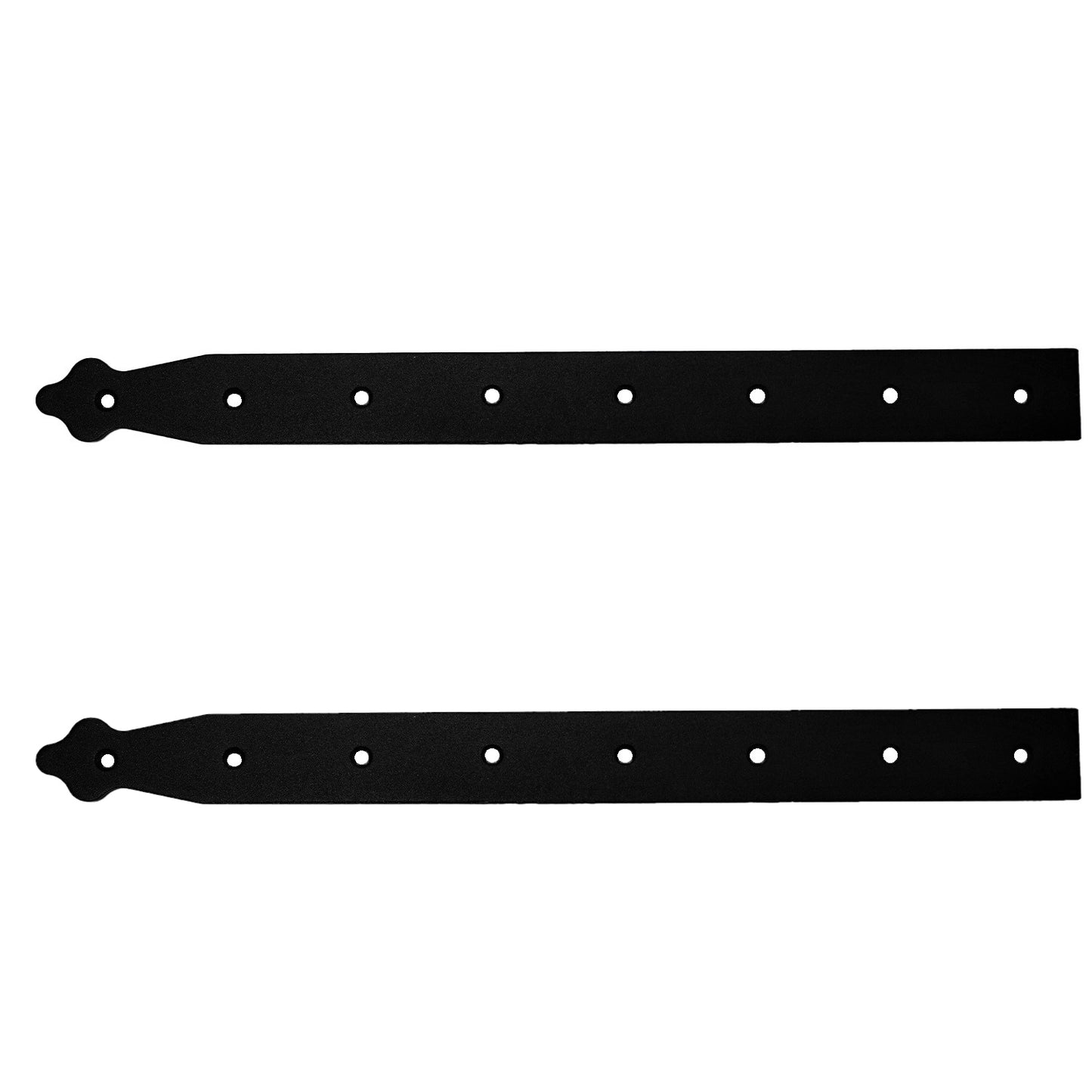 Pack of 2 x 400 mm Dummy Hinge Heads, Black Steel, Vintage False Strap Hinges, Weather Resistant, Rust Proof Powder Coating