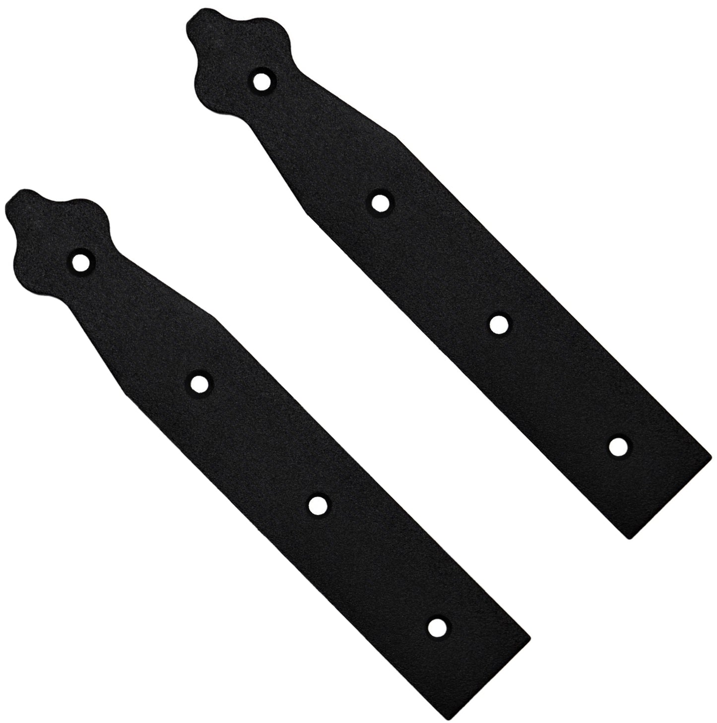 Pack of 2 x 200 mm Dummy Hinge Heads, Black Steel, Vintage False Strap Hinges, Weather Resistant, Rust Proof Powder Coating