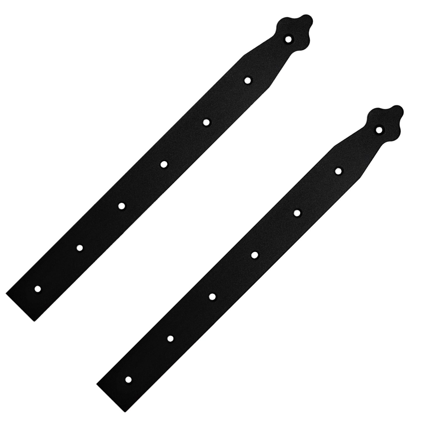 Pack of 2 x 350 mm Dummy Hinge Heads, Black Steel, Vintage False Strap Hinges, Weather Resistant, Rust Proof Powder Coating