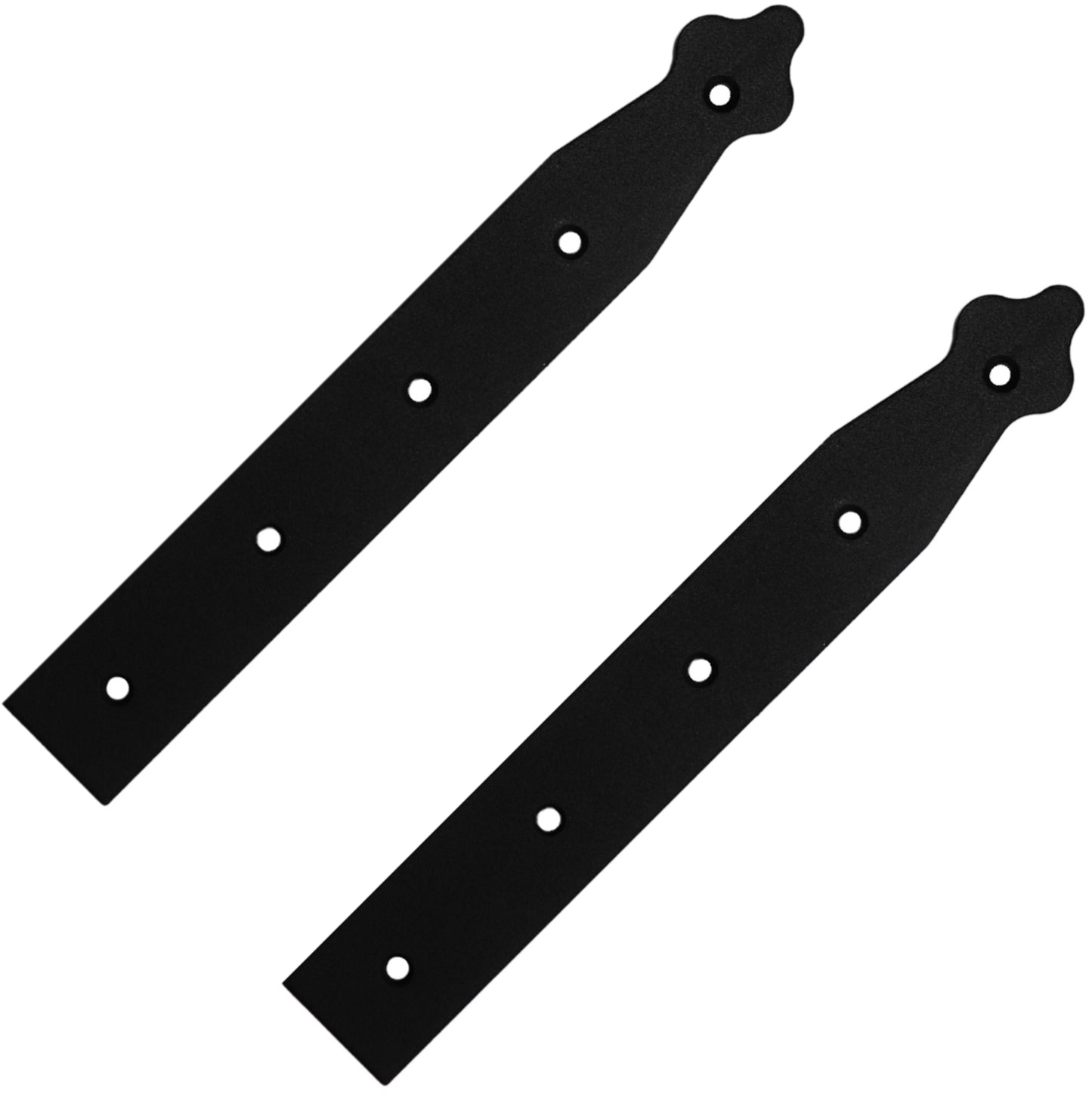 Pack of 2 x 250 mm Dummy Hinge Heads, Black Steel, Vintage False Strap Hinges, Weather Resistant, Rust Proof Powder Coating