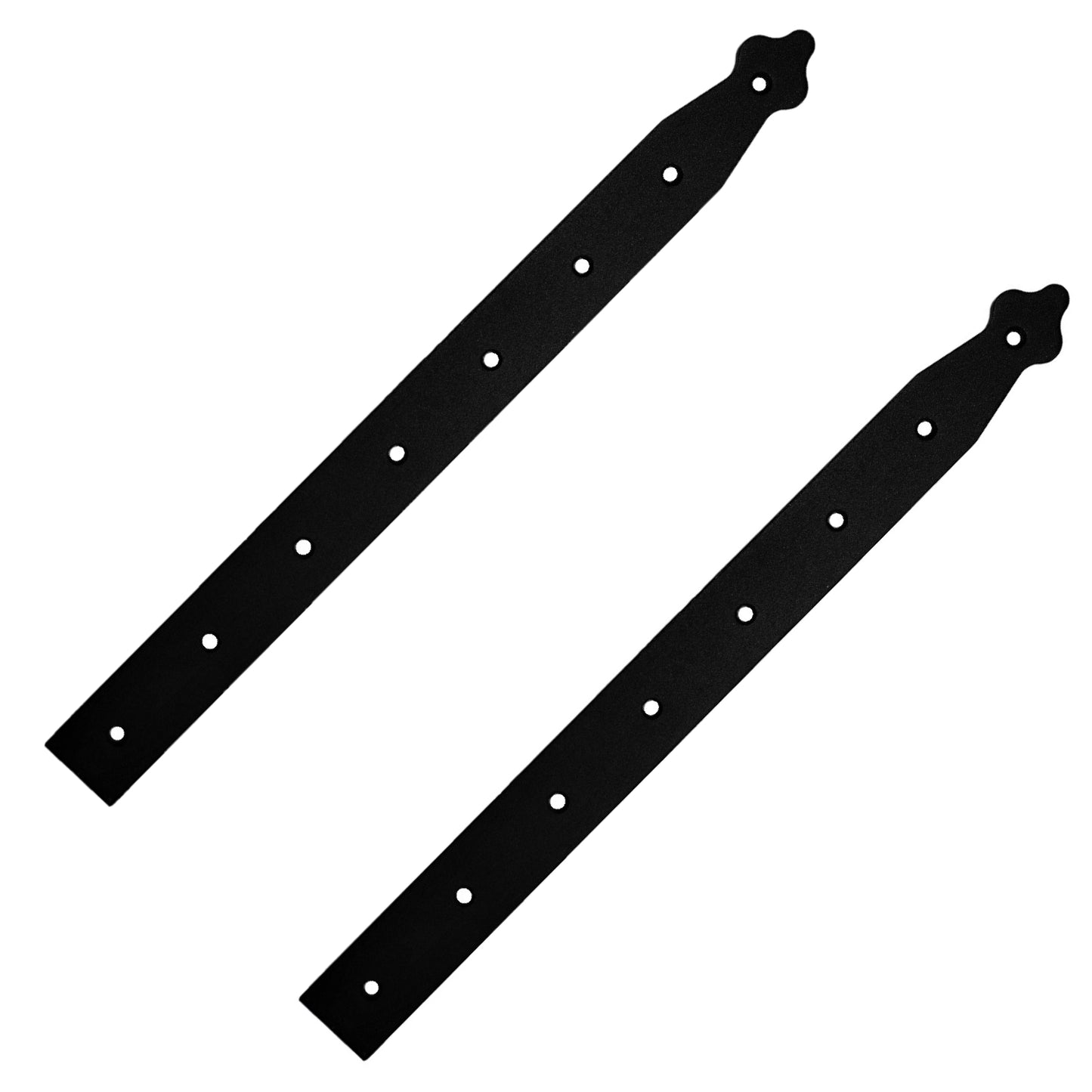 Pack of 2 x 400 mm Dummy Hinge Heads, Black Steel, Vintage False Strap Hinges, Weather Resistant, Rust Proof Powder Coating