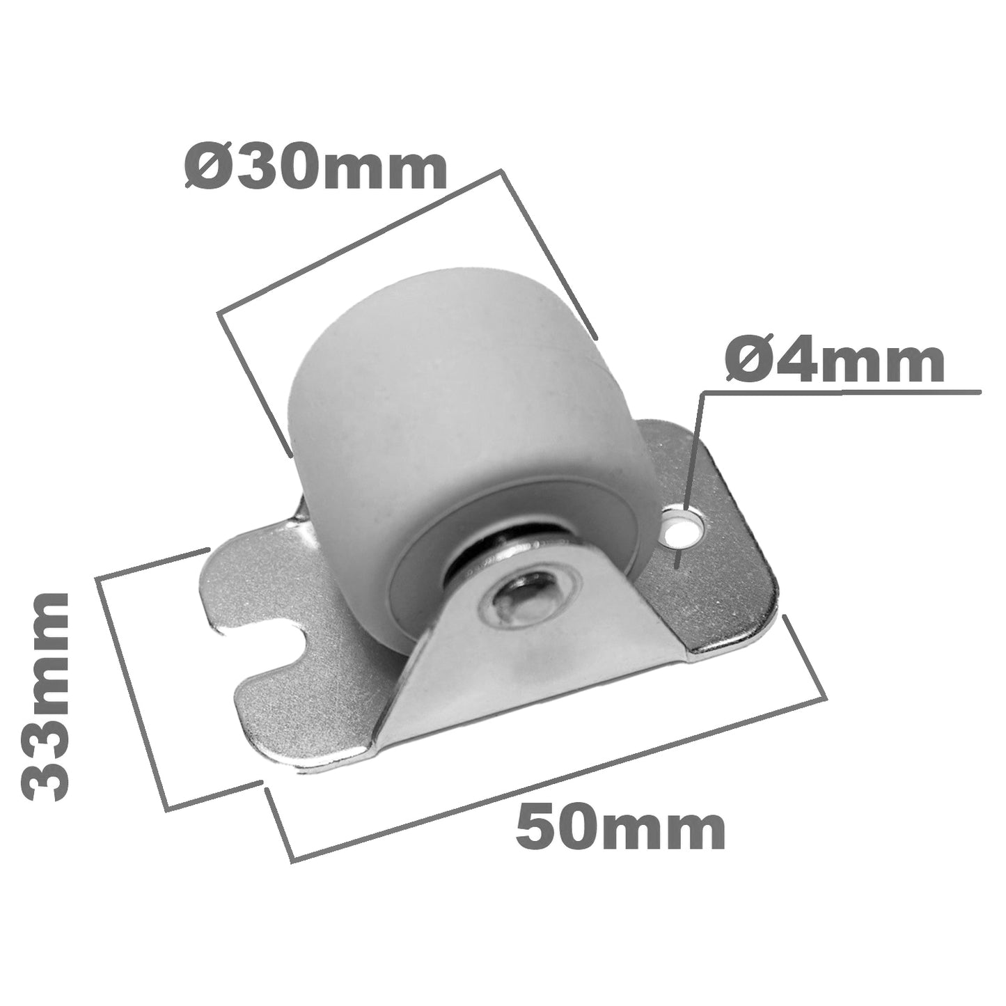 Pack of 4 x Heavy Duty Rubber Furniture Castor Wheels 33mm - Durable Furniture Caster Wheels - Easy Install, Carpet-Friendly