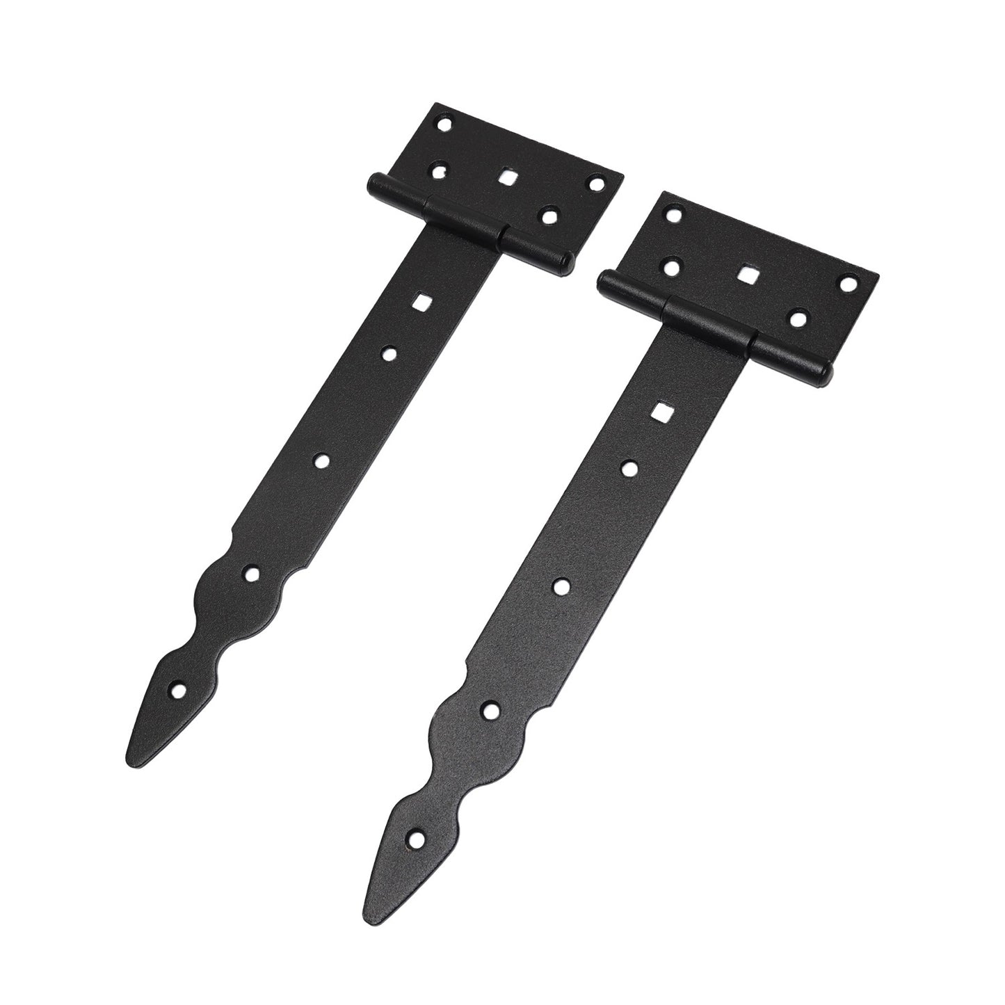 Pack of 2 x 250 mm T-Hinge Black, Steel Tee Hinges, Weather Resistant, Rust Proof Powder Coating, T Strap Hingess