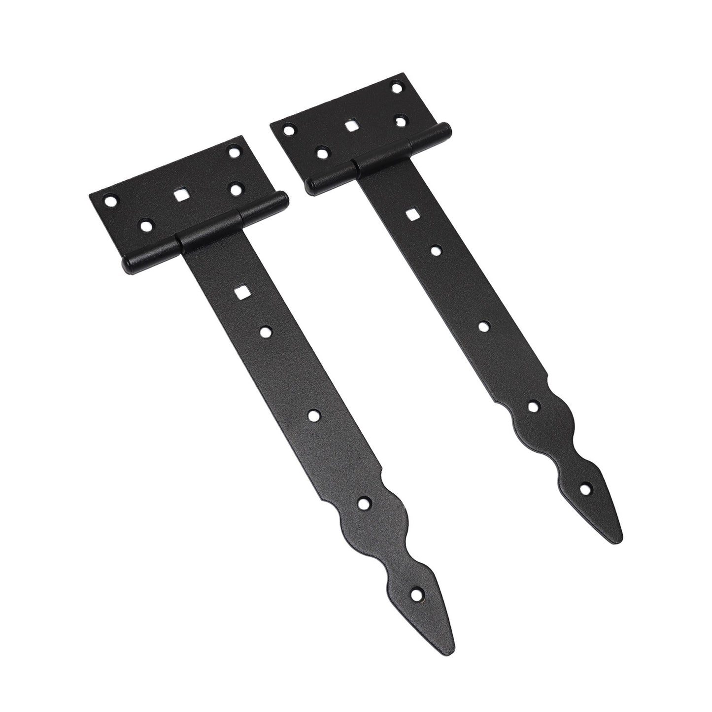 Pack of 2 x 250 mm T-Hinge Black, Steel Tee Hinges, Weather Resistant, Rust Proof Powder Coating, T Strap Hingess