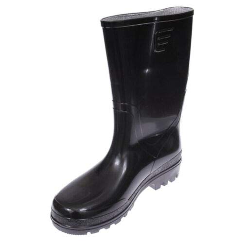 Black Men's Wellington Boots Waterproof Wellies Durable PVC Gardening (Size UK 7 / EU 41)