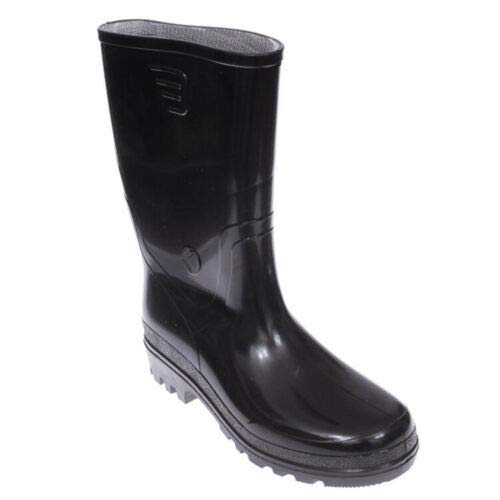 Black Men's Wellington Boots Waterproof Wellies Durable PVC Gardening (Size UK 7 / EU 41)