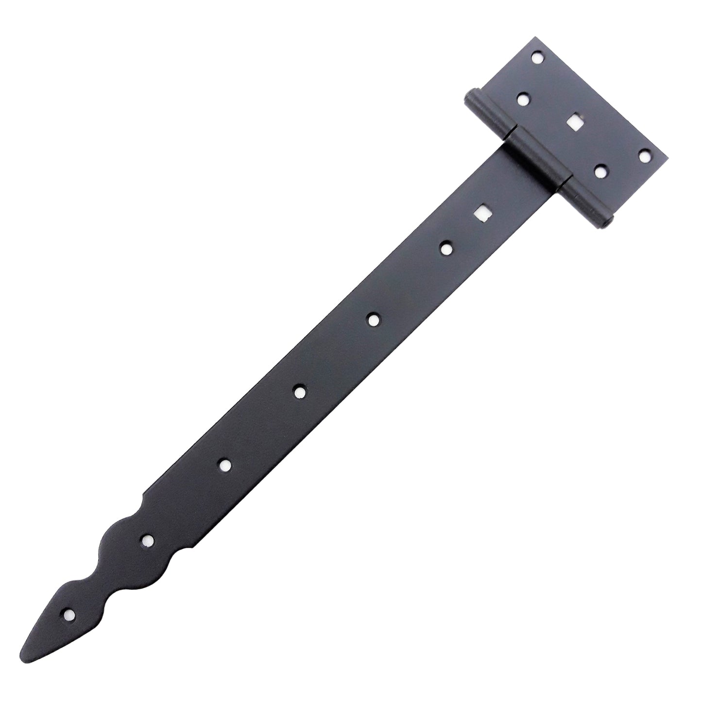 Pack of 10 x 350 mm T-Hinge Black, Steel Tee Hinges, Weather Resistant, Rust Proof Powder Coating, T Strap Hinges