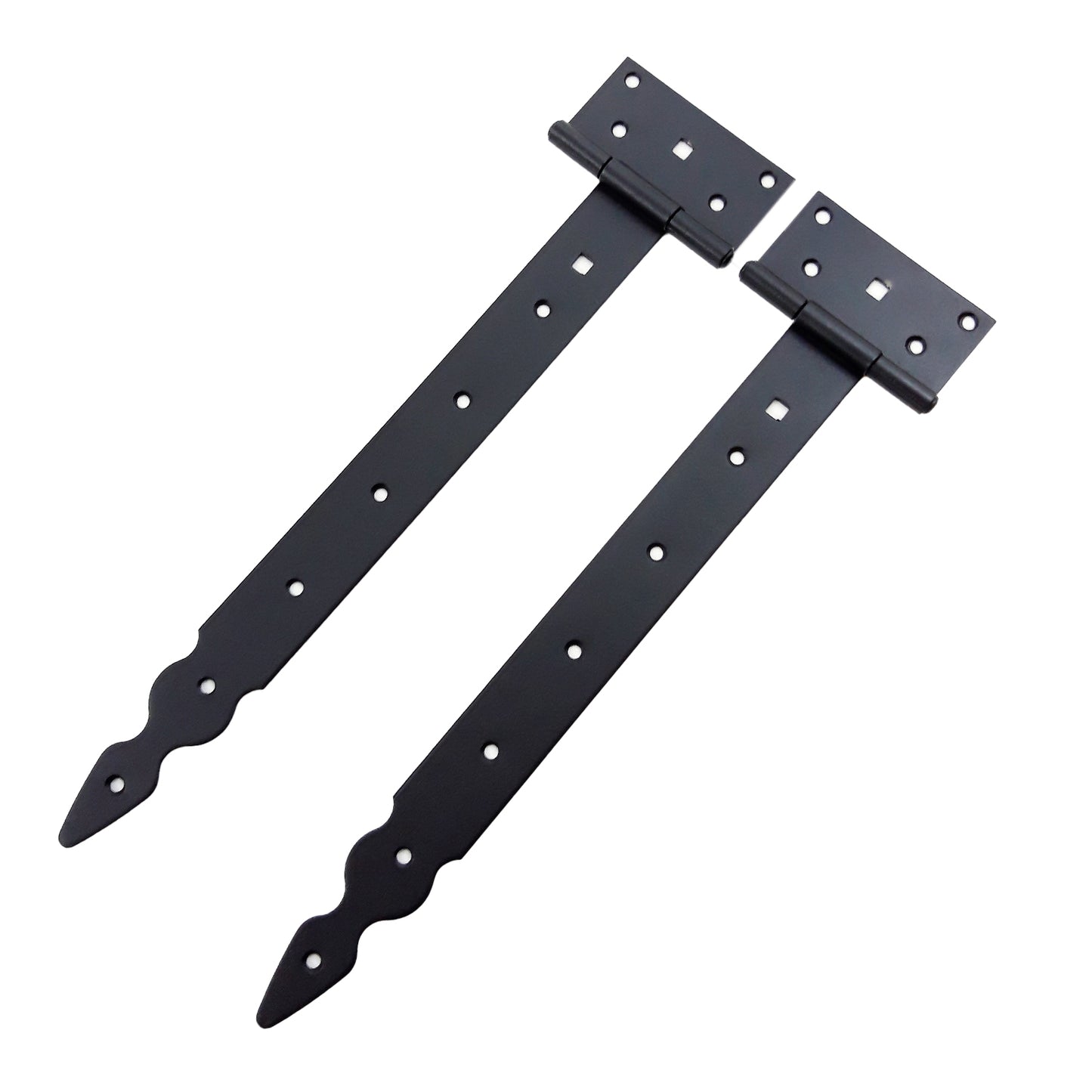 Pack of 2 x 350 mm T-Hinge Black, Steel Tee Hinges, Weather Resistant, Rust Proof Powder Coating, T Strap Hingess