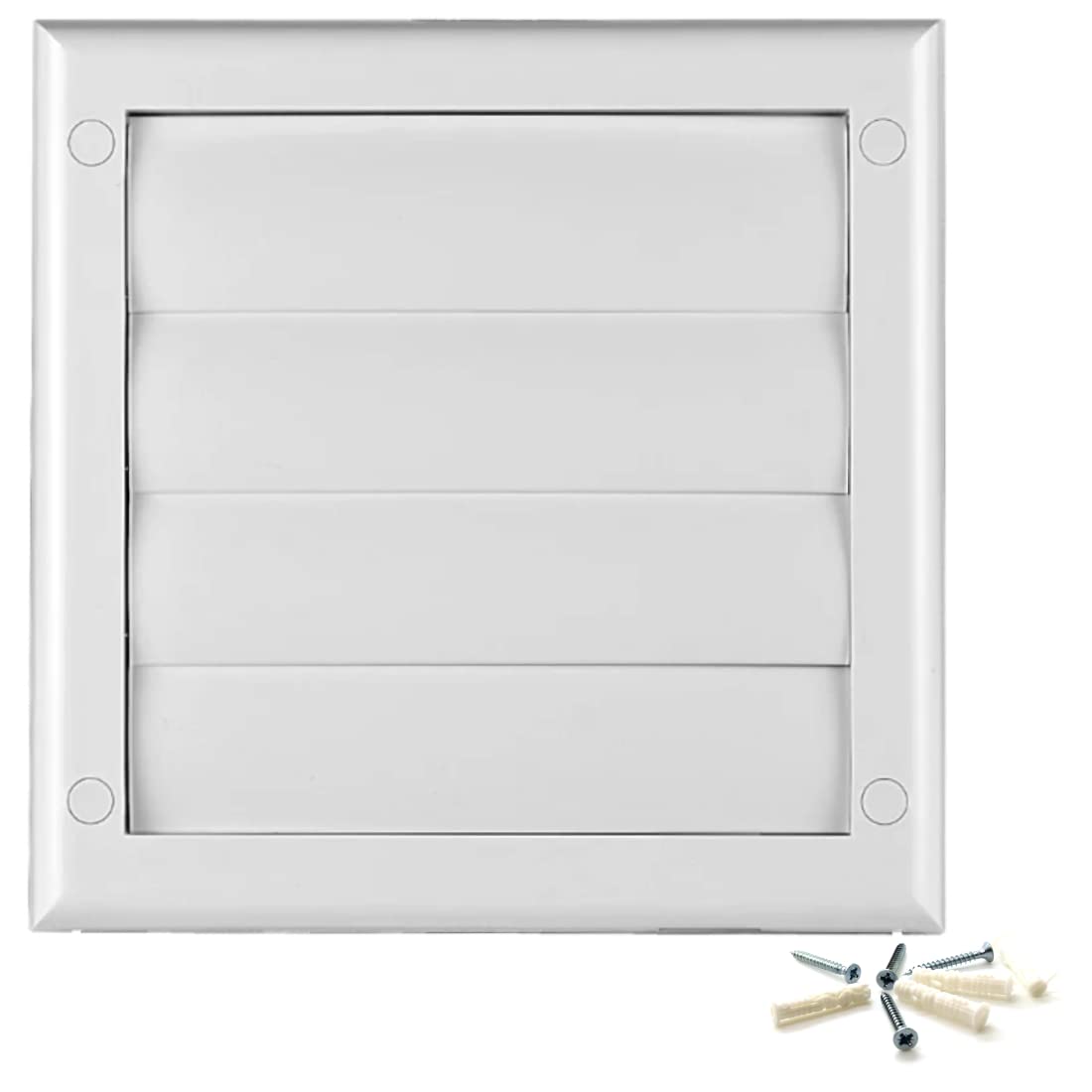 White Gravity Grille 150 mm / 6" External Ducting Air Vent with Round Spigot and Non-Return Gravity Shutters for Extractor Fans