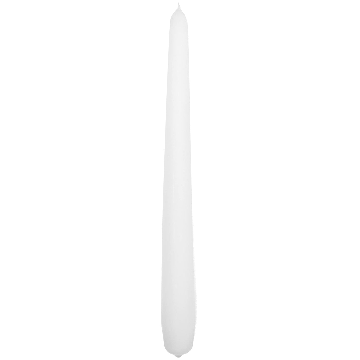 Tapered Dinner Candles, Pack of 10, Unscented, Long Burning Time, 24 cm / 19.45" (White, Matt)