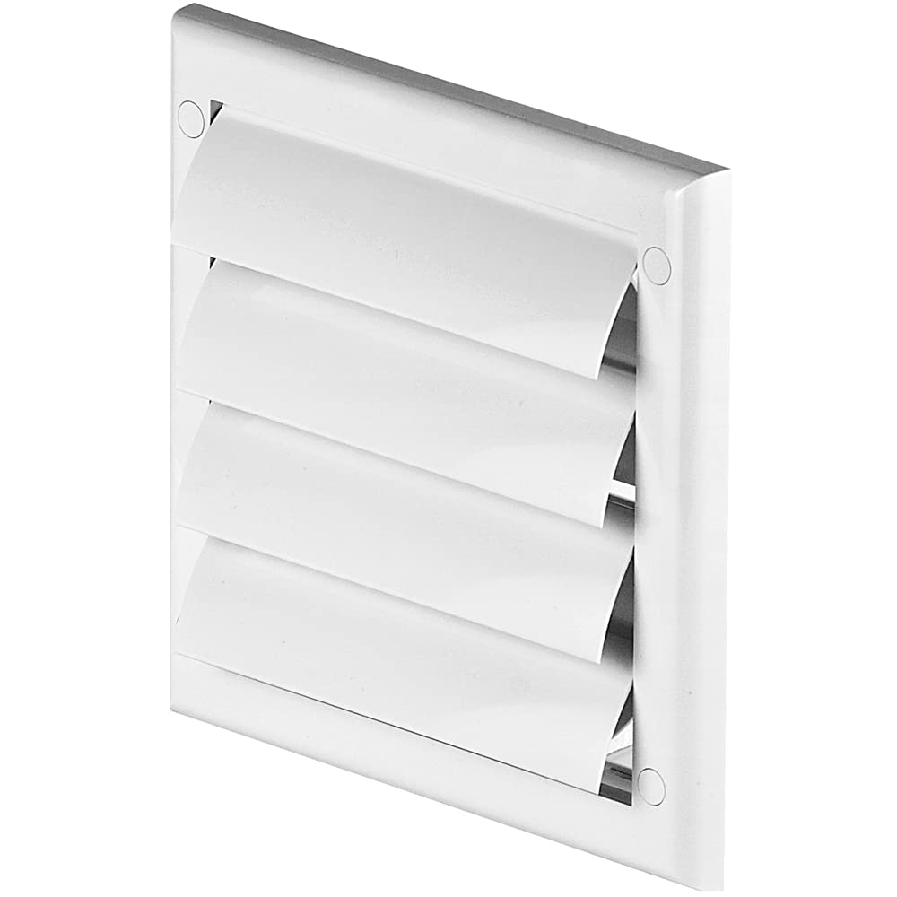White Gravity Grille 100 mm / 4" External Ducting Air Vent with Round Spigot and Non-Return Gravity Shutters for Extractor Fans