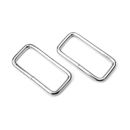 2 x 20 mm Rectangle Loops Buckles for Webbing Strap, Metal, Silver