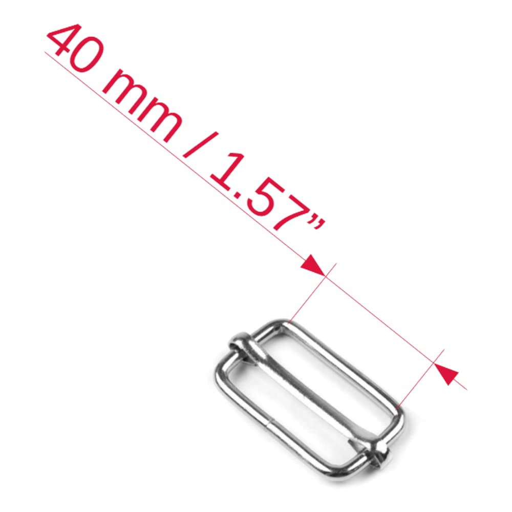 30 Pcs Buckles Set for 40 mm / 1.57" Webbing Strap, 30 x Triglide Sliders, Metal, Silver, Bag Making, Accessories, Straps, DIY