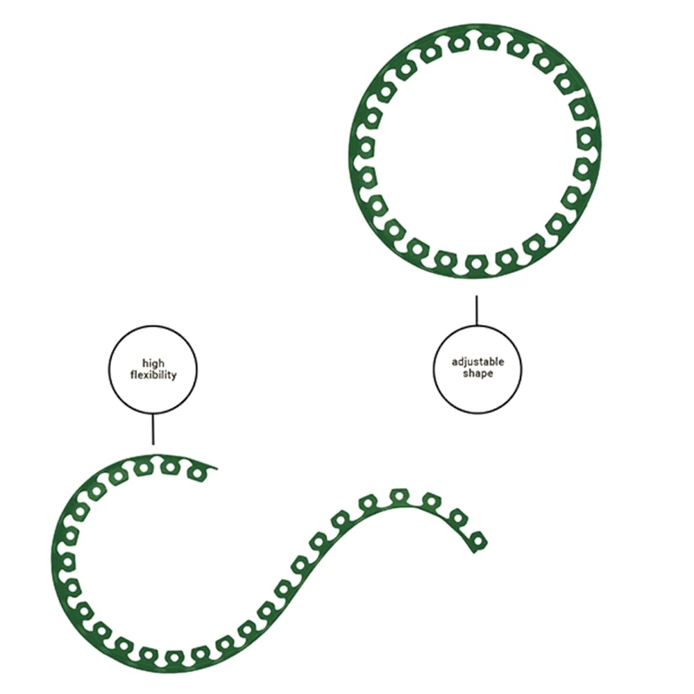 Green Lawn Edging Border - 10 m / 33 ft Long Flexible Plastic Garden Edging & 20 Securing Pegs - Easy to Cut and Shape (38mm High)