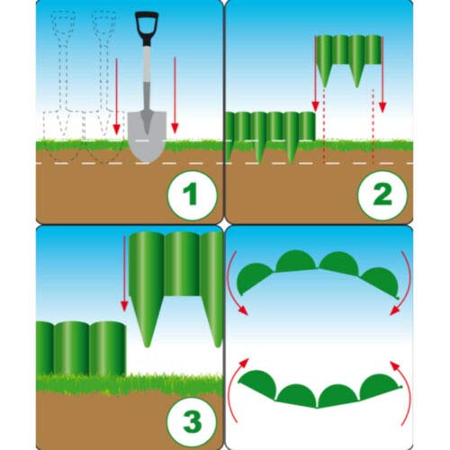 Green Lawn Edging Border Palisade - 2.5 metres / 8.2 ft Long - Garden Fencing with Wood Log Texture and Ground Stakes