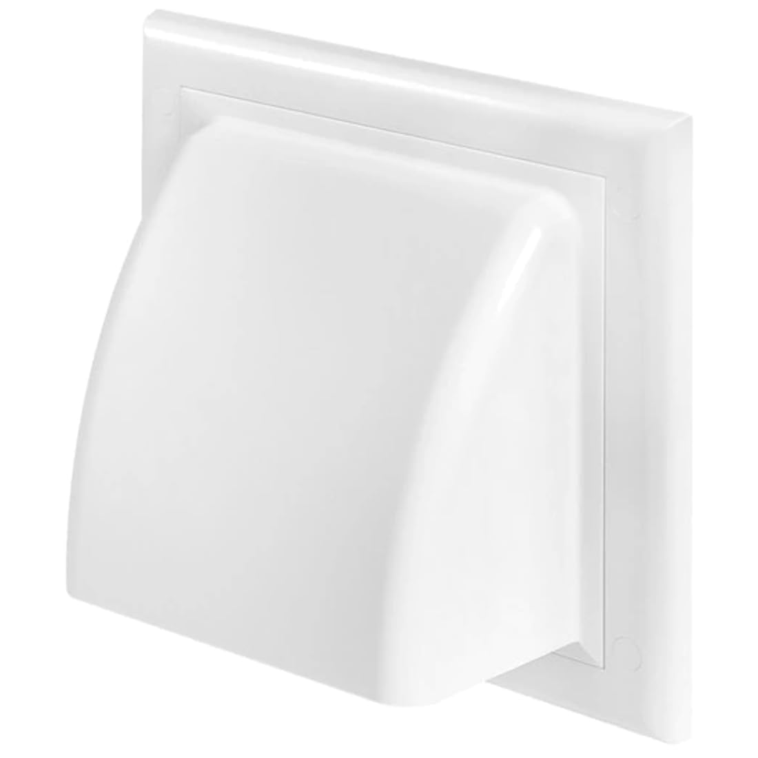White Gravity Flap for 100 mm / 4" Round Wall Outlet - Ventilation Duct Cover with Non-Return Shutters and Rear Spigot