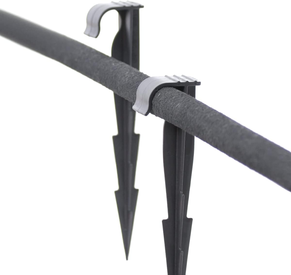 Garden Pegs, 100 Pieces Pack of 160mm / 6.3" Ground Pegs for Irrigation System, Ground Anchors for Drip Watering Line, Anchor Pegs